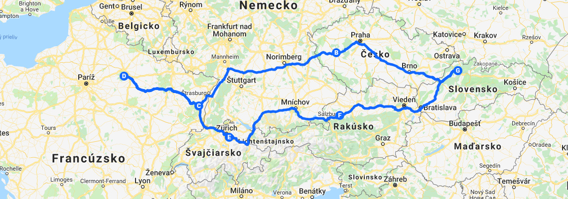 mapa Vnna cesta Franczsko autom