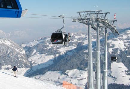 lyovanie Alpbachtal lanovky, upraven zjazdovky