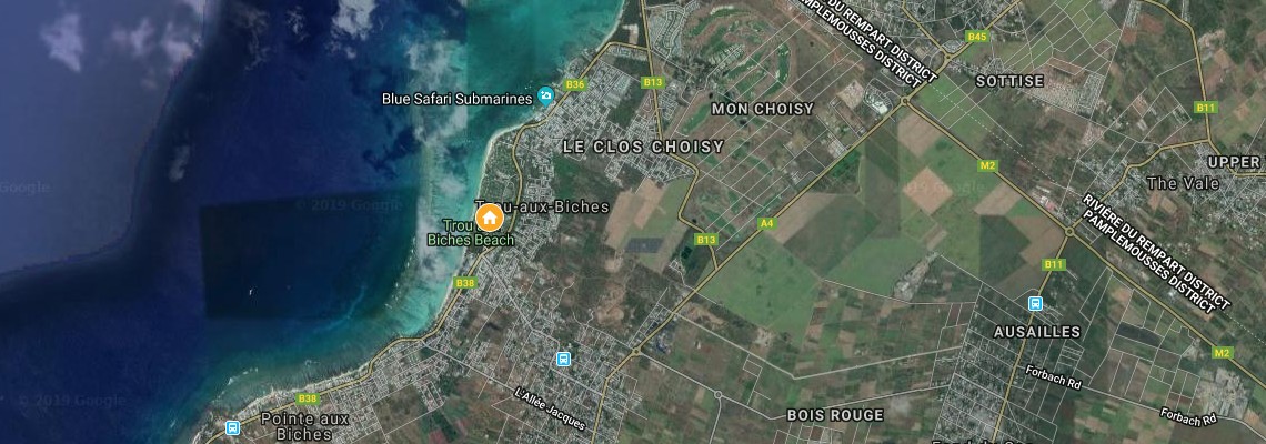 mapa Trou aux Biches Beachcomber Golf Resort & Spa, Triolet, Maurcius
