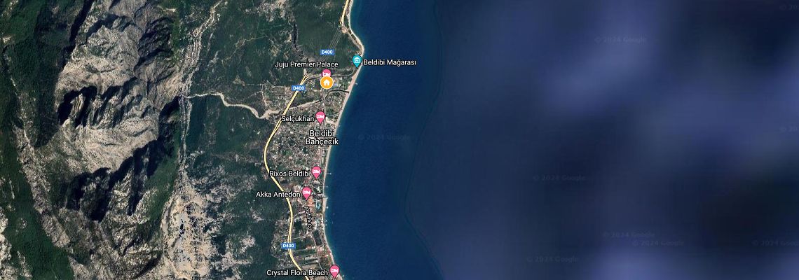 mapa Hotel Juju Premier Palace, Beldibi, Turecko