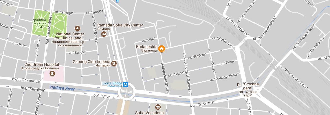 mapa Hotel Budapest, Sofia