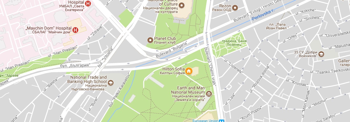 mapa Hotel Hilton Sofia, Sofia
