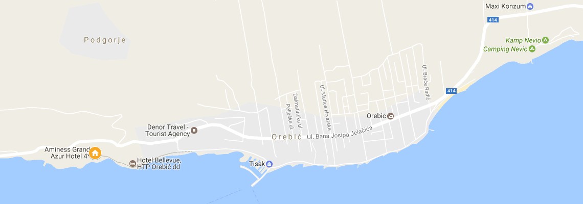 mapa Grand Azur Hotel, Orebi