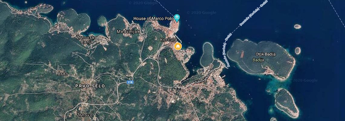 mapa Hotel Korsal, Korula - ostrov Korula