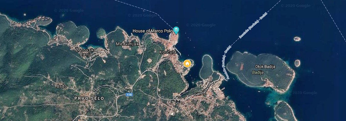 mapa Hotel Liburna, Korula - ostrov Korula