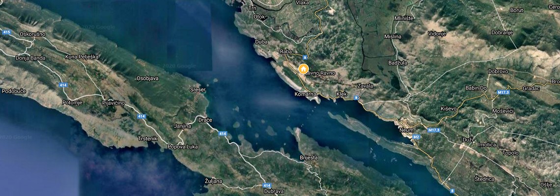 mapa Villa Stolovi, Slivno Ravno