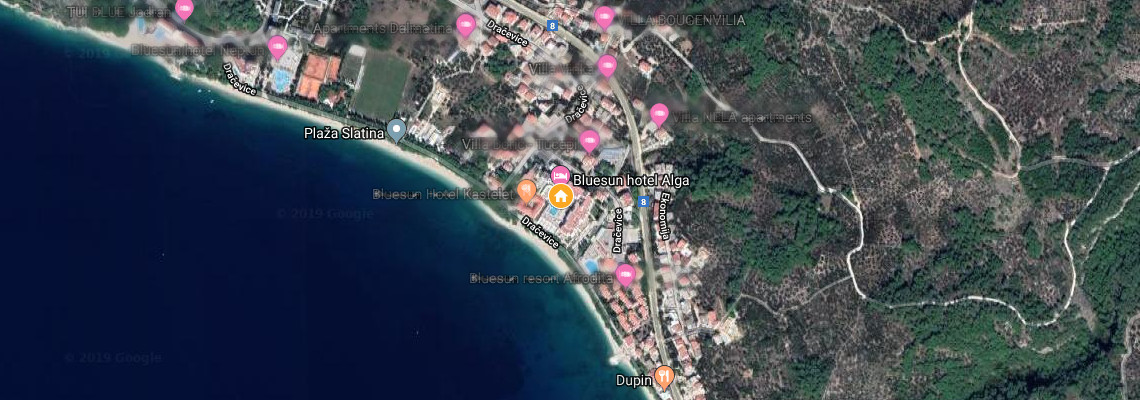 mapa Hotel Alga, Tuepi