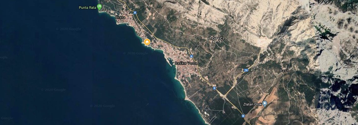 mapa Hotel Berulia, Brela