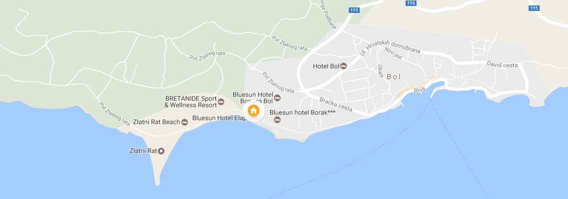 mapa Bluesun Hotel Elaphusa, Bol