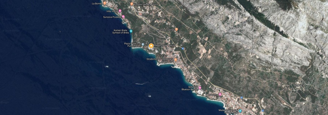 mapa Hotel Marina, Brela