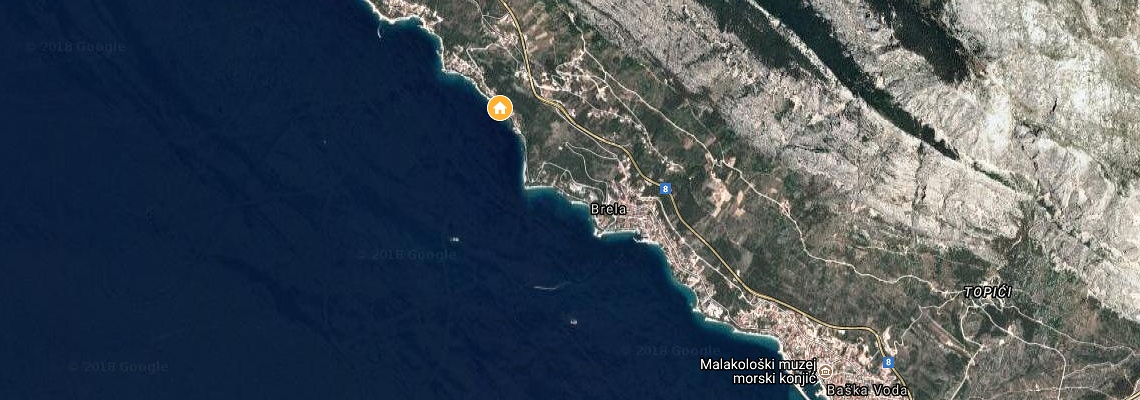 mapa Aparthotel Suneva Postelja, Brela