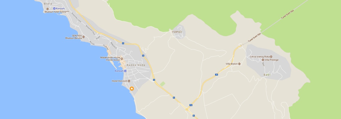 mapa Apartmny a bungalovy Uranija, Baka Voda