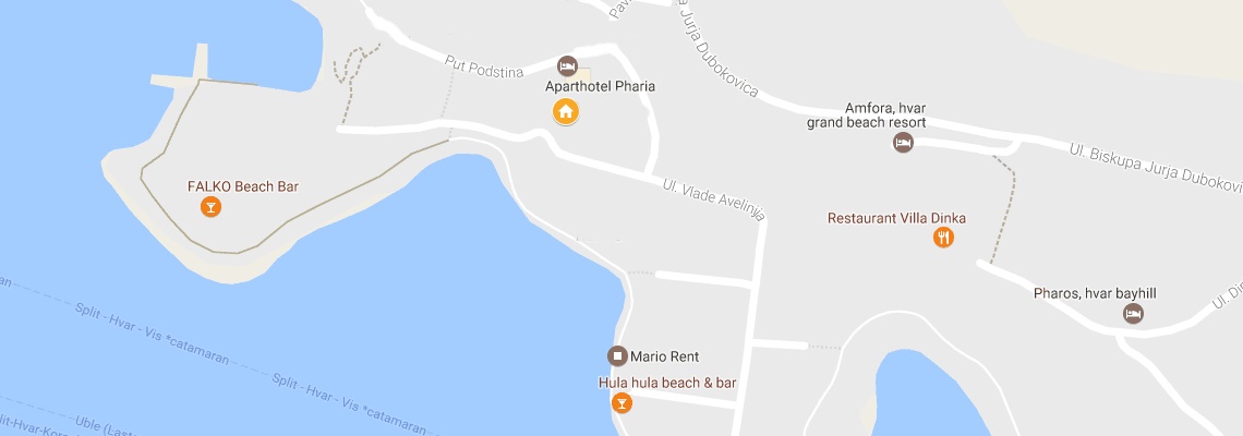 mapa Villa Mare, Hvar - ostrov Hvar