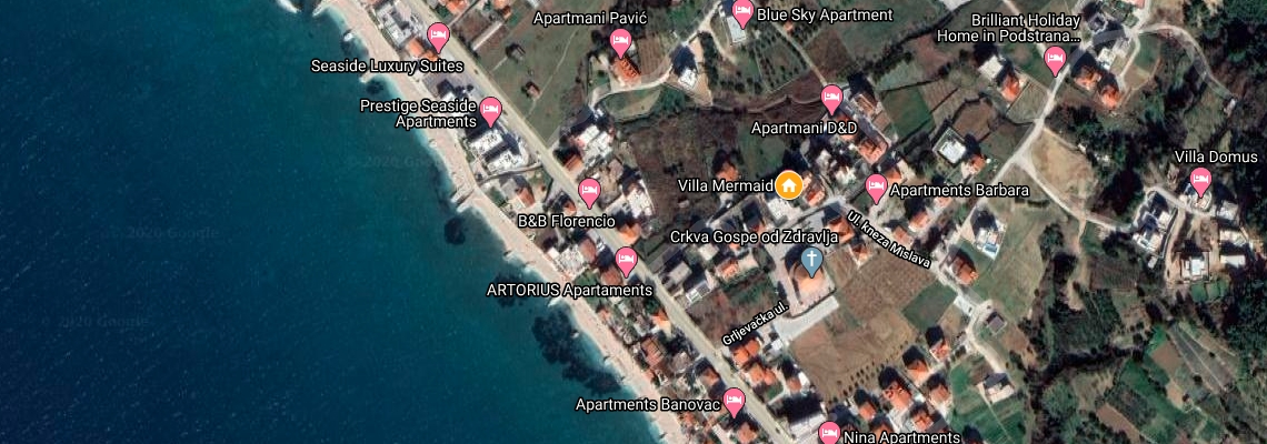 mapa Villa Mermaid, Podstrana
