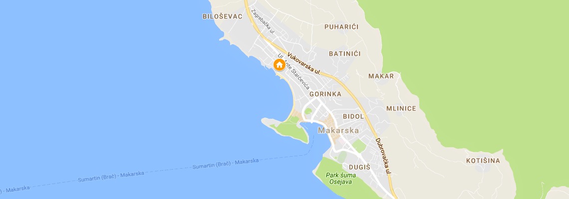 mapa Apartmny Villa Nizi, Makarska
