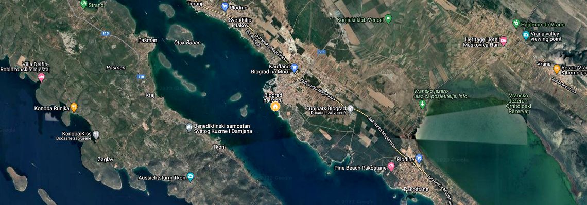 mapa Hotel Adriatic, Biograd na Moru