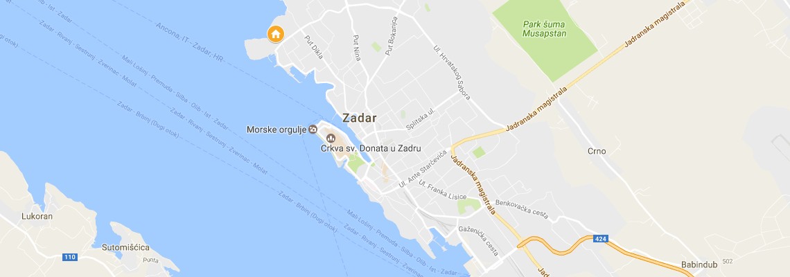 mapa Hotel Falkensteiner Funimation Club Borik, Zadar