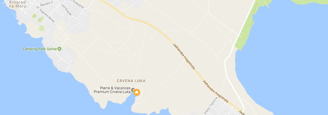 mapa Hotel & Resort Crvena Luka, Biograd na Moru