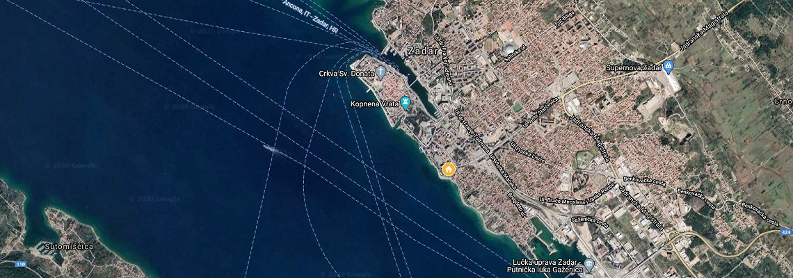 mapa Hotel Kolovare, Zadar