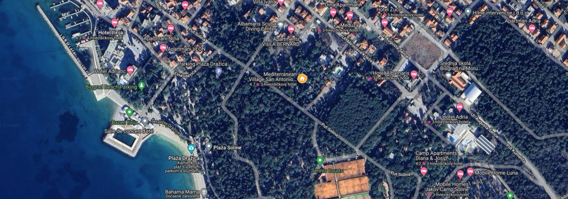 mapa Mediterranean Village San Antonio, Biograd na Moru