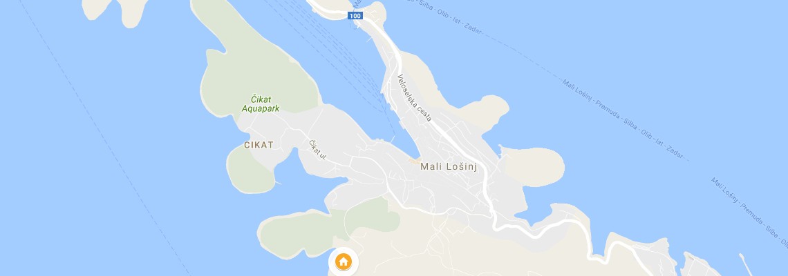 mapa Hotel Aurora, Mali Loinj