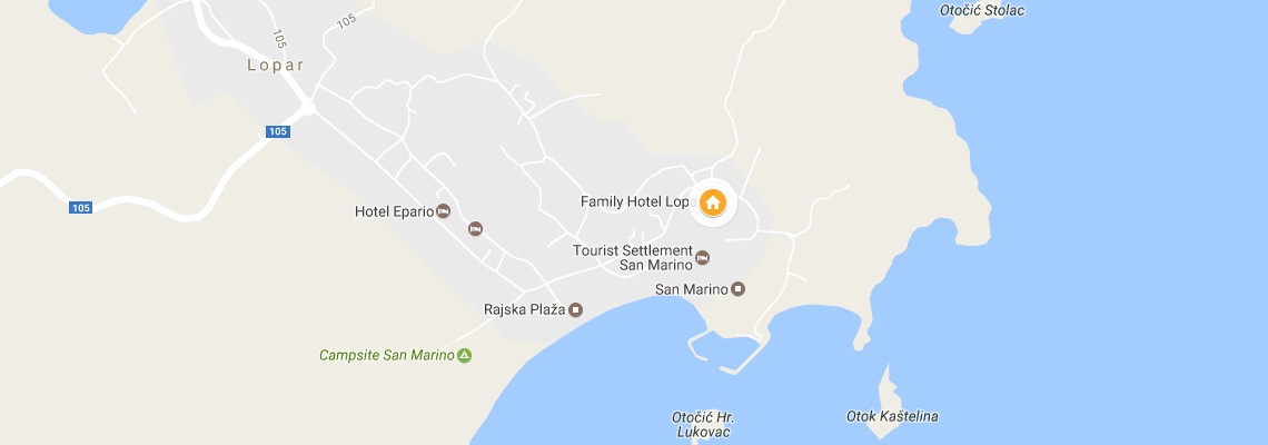 mapa Family Hotel Lopar, Lopar