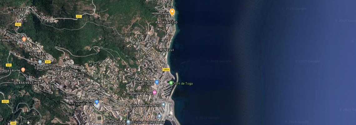 mapa Hotel Alivi, Bastia