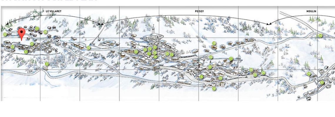 mapa Chalet Black Diamond and Blue River, Peisey Vallandry