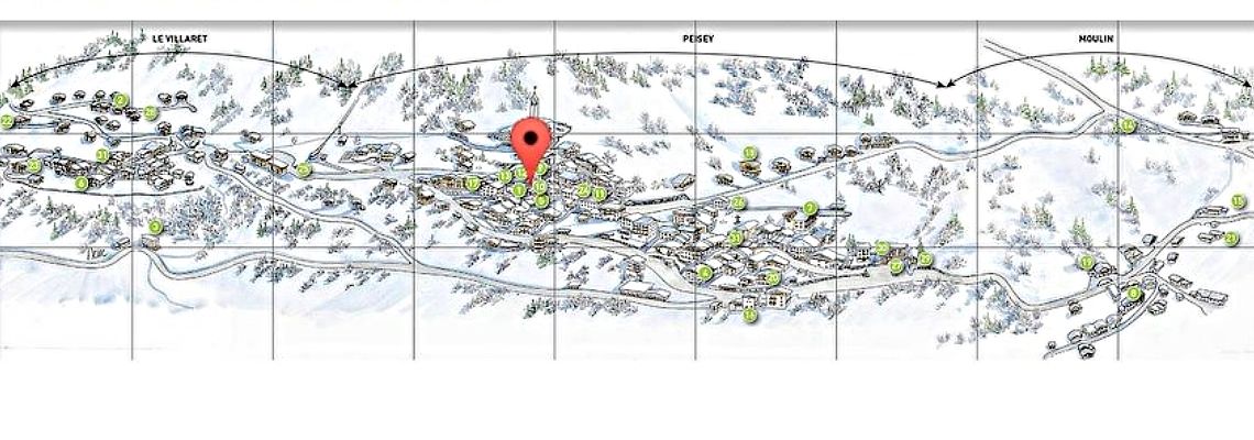 mapa Chalet Hotel La Tarine, Peisey Vallandry