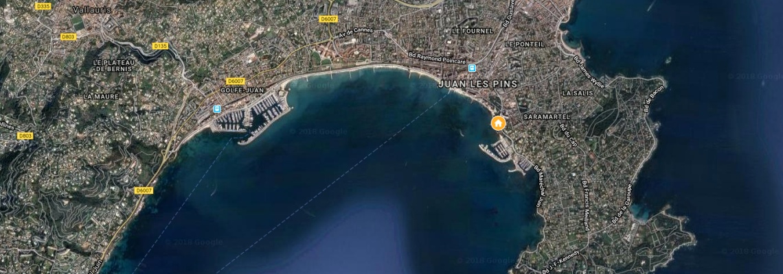 mapa Hotel Belles Rives, Juan les Pins