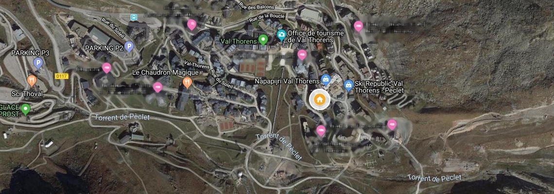mapa Hotel des 3 Valles, Val Thorens