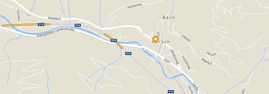 mapa Hotel Basur, Flirsch am Arlberg