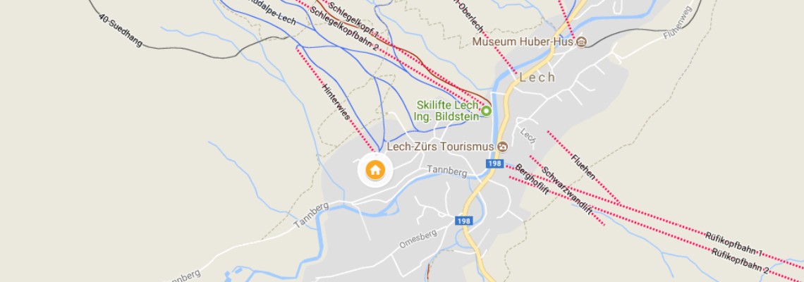 mapa Hotel Hinterwies, Lech am Arlberg