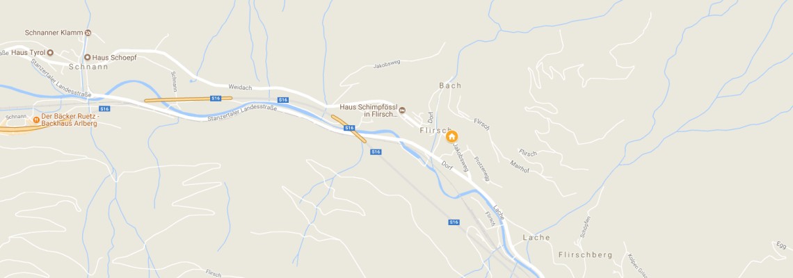 mapa Pension St.Hubertus, Flirsch am Arlberg