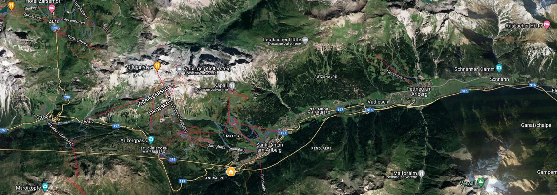 mapa Apartmny Korona, St. Anton am Arlberg