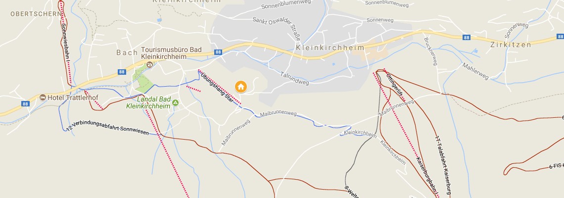 mapa Hotel Der Kirchheimerhof, Bad Kleinkirchheim