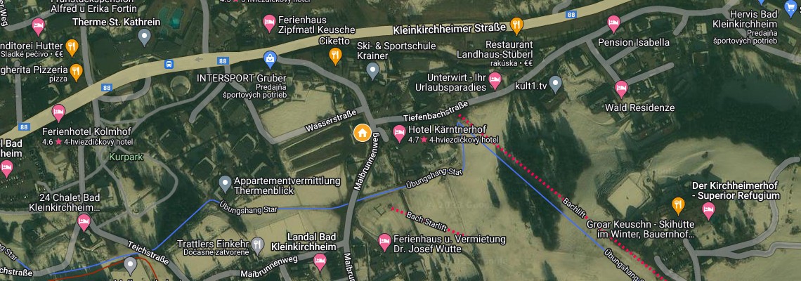 mapa Apartmny Thermen Chalet, Bad Kleinkirchheim