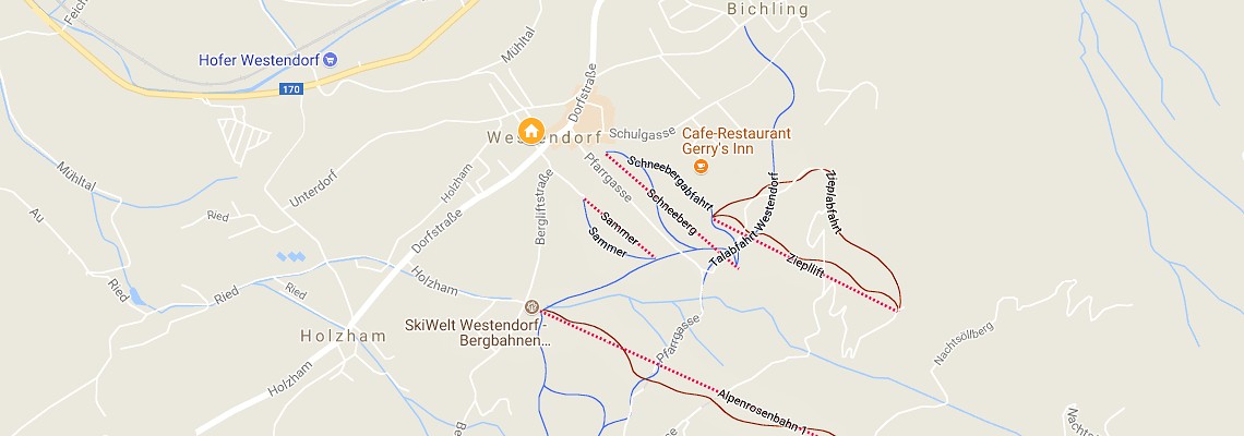 mapa Hotel Jakobwirt, Westendorf