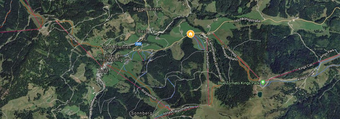 mapa Alm Resort bergossene, Dienten am Hochknig
