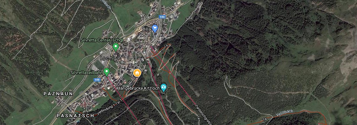 mapa Hotel Bellevue, Ischgl