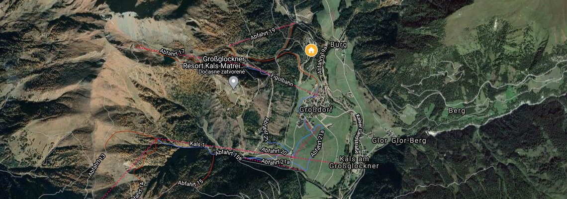 mapa Chaty Gradonna Mountain Resort, Kals am Grossglockner