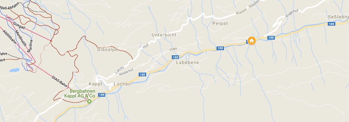 mapa Hotel Alpina, Kappl