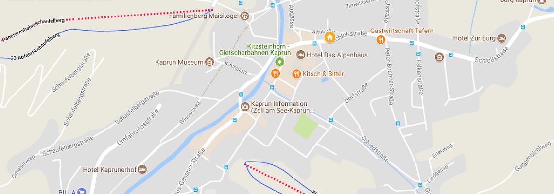 mapa Hotel Mitteregger, Kaprun