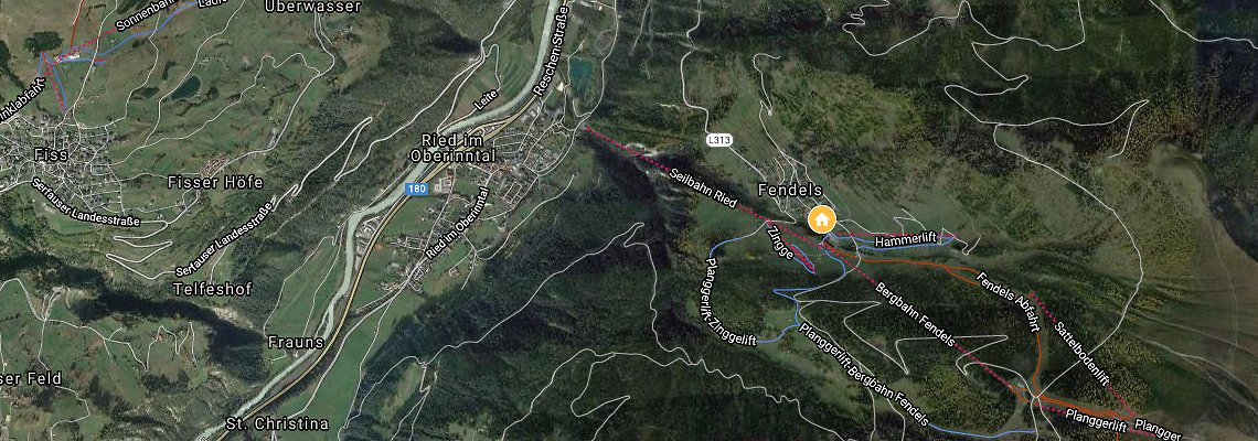 mapa Erlebnishotel Fendels, Fendels im Kaunertal
