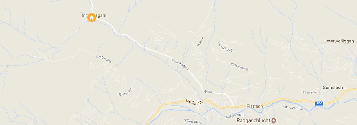 mapa Gasthof Innerfraganter Wirt, Flattach