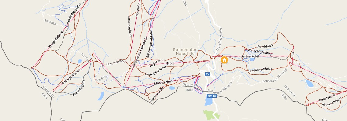 mapa Chaty Alm Resort Nassfeld, Sonnenalpe