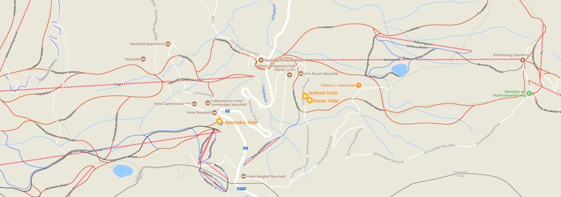 mapa Apartmny a chaty Slle, Sonnenalpe Nassfeld