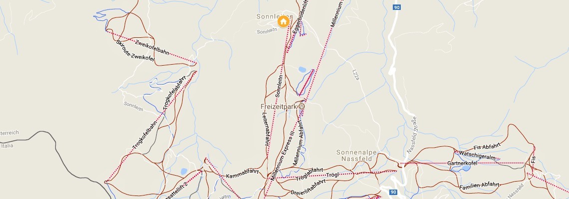 mapa Apartmny Marcius, Nassfeld Sonnleitn