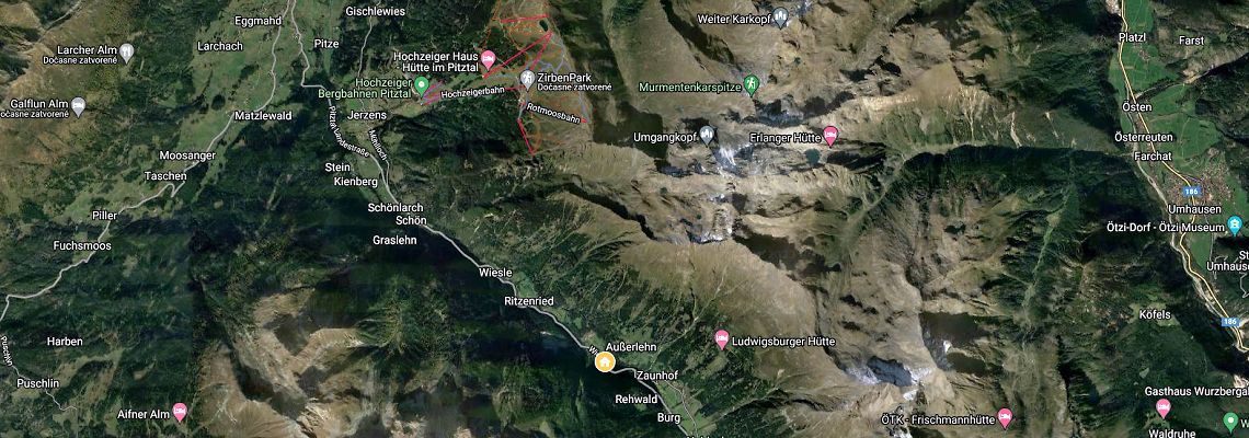 mapa Hotel Wiese, St. Leonhard im Pitztal