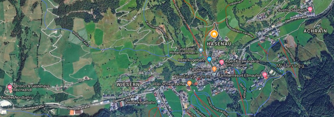 mapa Chaty Bachgut Resort, Hinterglemm